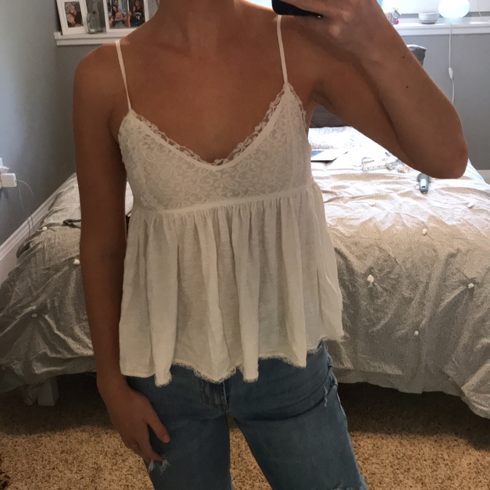 White cream American Eagle lace tank top
